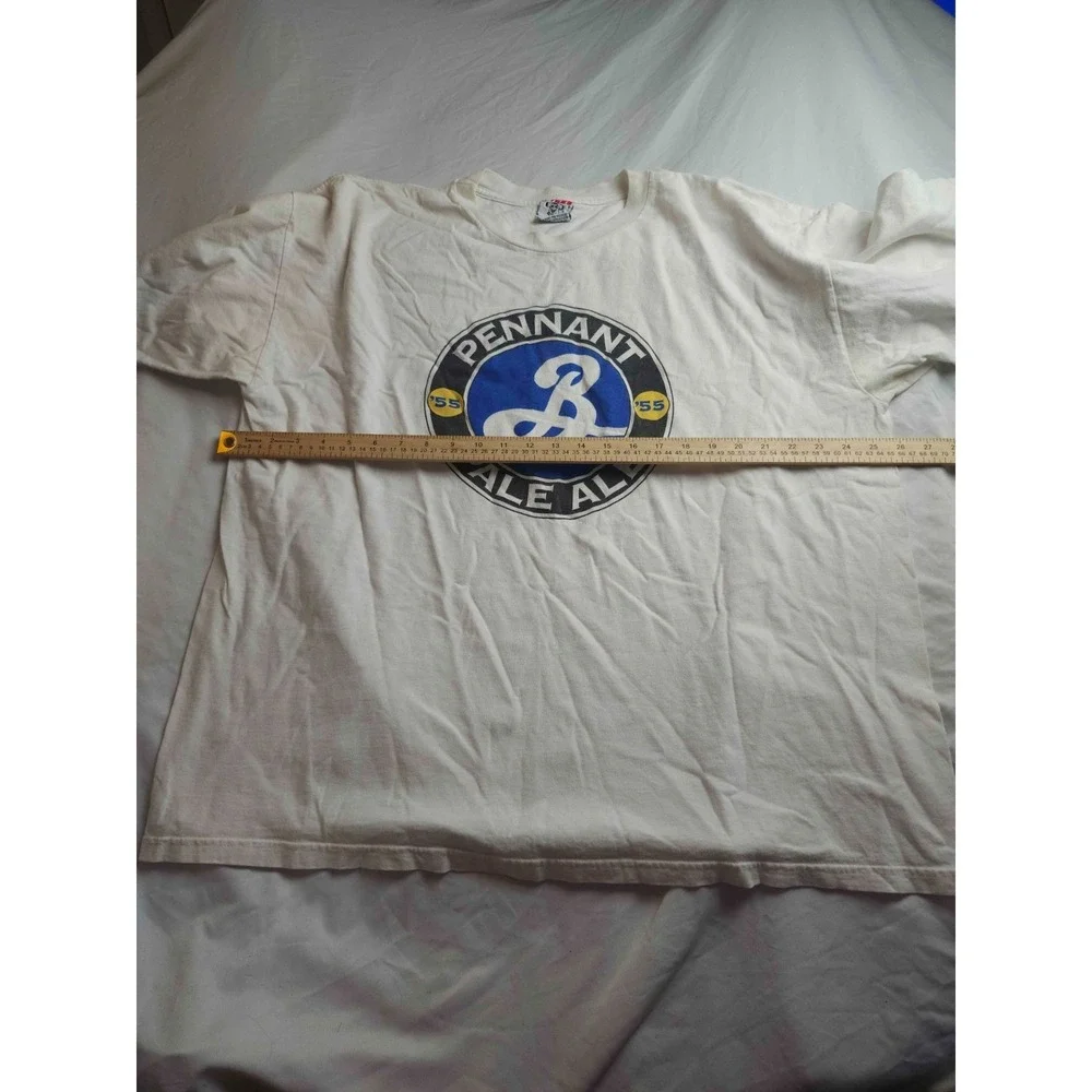 Brooklyn Brewery Shirt Mens Size 2XL White Graphic Print Pennant Ale '55‎ Casual